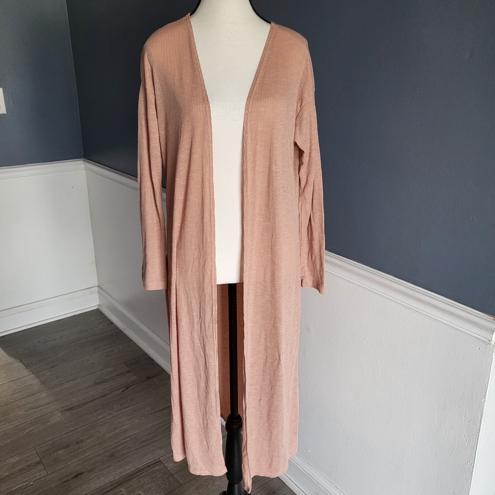 See You Monday Women's Peach Ribbed Open-Front Summer Duster Size XL